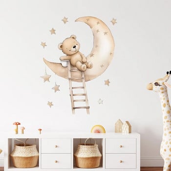 Teddy Bear on Moon Αυτοκόλλητα τοίχου για Παιδικό Δωμάτιο Διακόσμηση Παιδικού Δωματίου Κρεβατοκάμαρα Αυτοκόλλητα τοίχου Baby Nursary Room Ταπετσαρία Τοιχογραφίες