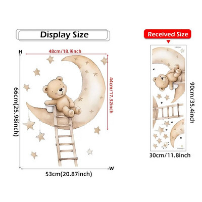 Teddy Bear on Moon Zidne naljepnice za dječju sobu Dekoracija dječje sobe Zidne naljepnice za spavaću sobu za bebe Tapete za dječju sobu
