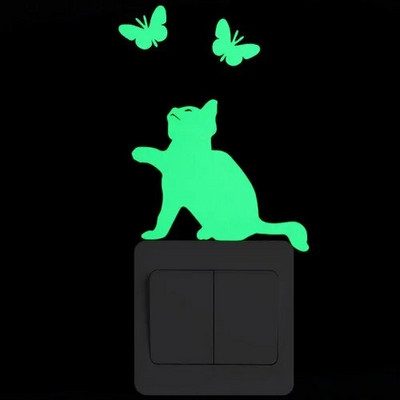 Gaismas multfilmas slēdzis Uzlīme mirdz tumsā kaķis Uzlīme Fluorescējoša pasaka Mēness zvaigznes Uzlīme Bērnu istabas noformējums Mājas dekors