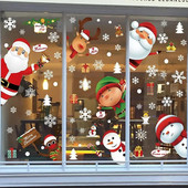 Karácsonyi Üvegmatricák Ablak Statikus Matricák Rajzfilm Noel Tree Mikulás Hóember Fali matricák Koszorú Ajtó Dekor 4/6 DB