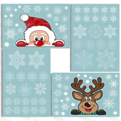 Karácsonyi Üvegmatricák Ablak Statikus Matricák Rajzfilm Noel Tree Mikulás Hóember Fali matricák Koszorú Ajtó Dekor 4/6 DB