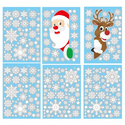 Karácsonyi Üvegmatricák Ablak Statikus Matricák Rajzfilm Noel Tree Mikulás Hóember Fali matricák Koszorú Ajtó Dekor 4/6 DB