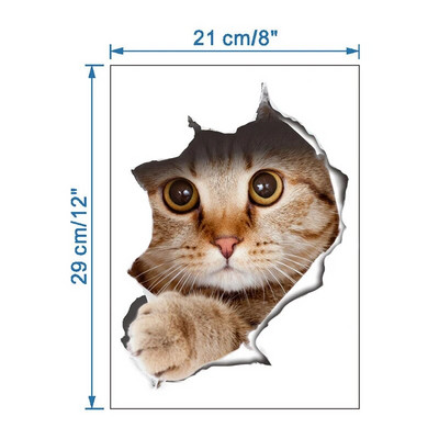 Tualetes uzlīmes 3D kaķu spilgtas sienas uzlīmes Modes jauki dzīvnieki PVC ūdensnecaurlaidīga uzlīme vannas istabas tualetes virtuves dekoram