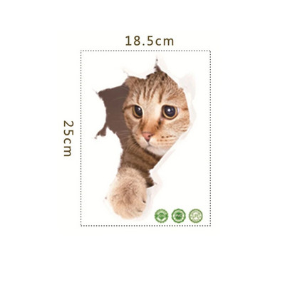 Tualetes uzlīmes 3D kaķu spilgtas sienas uzlīmes Modes jauki dzīvnieki PVC ūdensnecaurlaidīga uzlīme vannas istabas tualetes virtuves dekoram