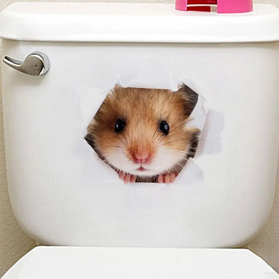 Tualetes uzlīmes 3D kaķu spilgtas sienas uzlīmes Modes jauki dzīvnieki PVC ūdensnecaurlaidīga uzlīme vannas istabas tualetes virtuves dekoram