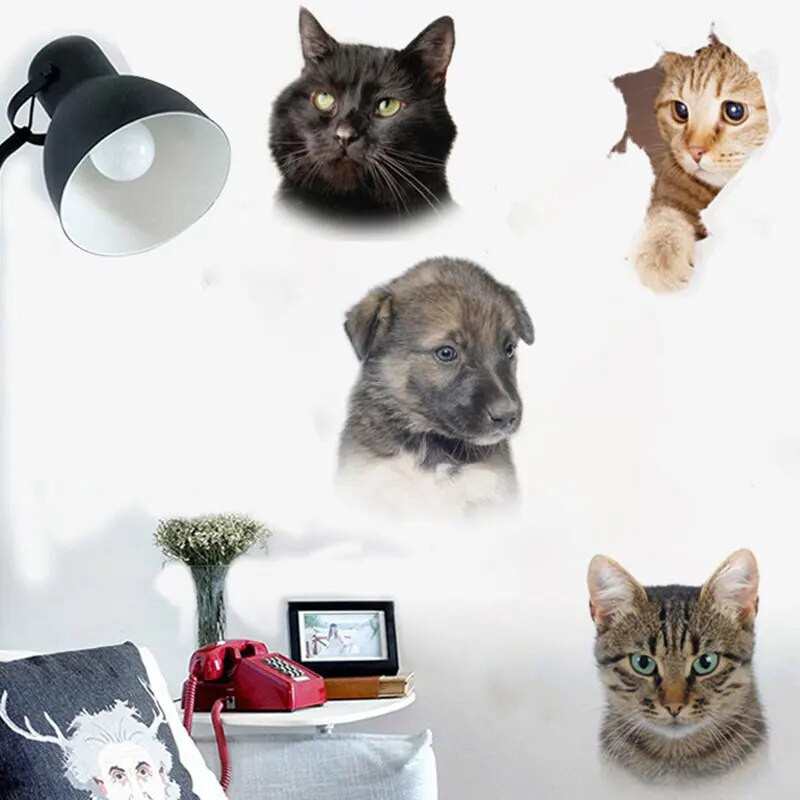 Tualetes uzlīmes 3D kaķu spilgtas sienas uzlīmes Modes jauki dzīvnieki PVC ūdensnecaurlaidīga uzlīme vannas istabas tualetes virtuves dekoram
