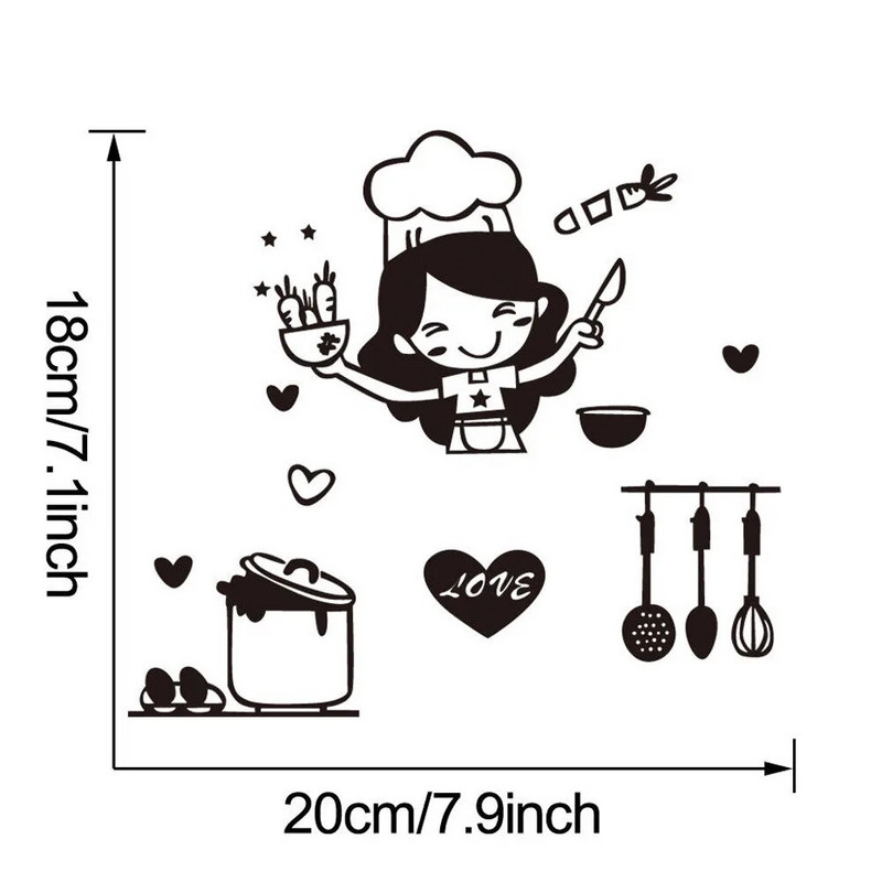 Multifilm Köök Lüliti Seinakleebis Tüdruk Söögitegemine Restoran Baaris Einestamine Kodu Külmkapp Valguskleebised Teetegemise kunst Kodukaunistuse Toapood