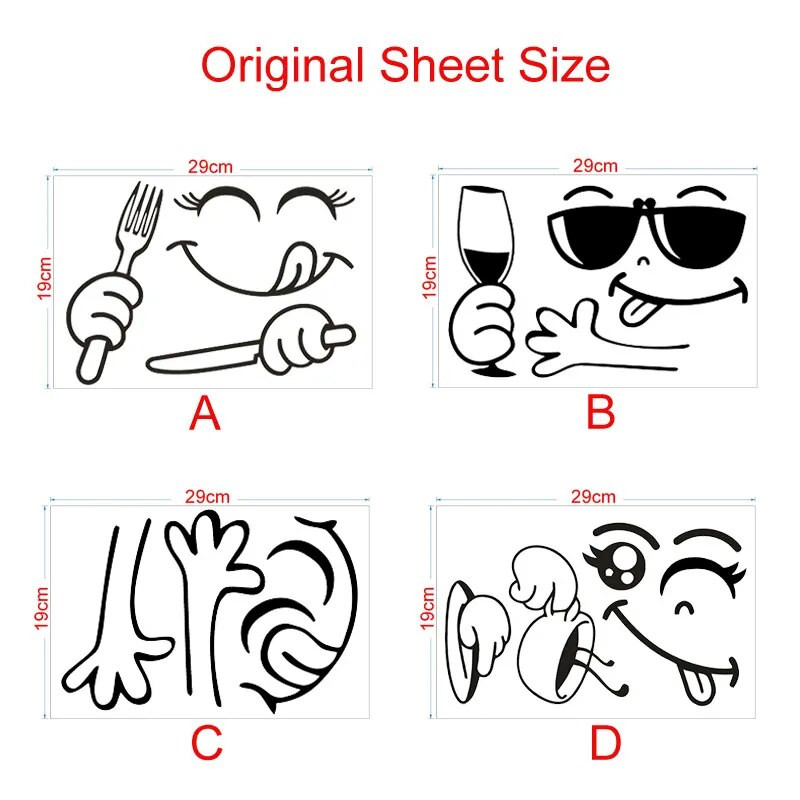 Funny Eating Drinking Smiley Face Autocolante de perete pentru sufragerie Decorarea casei Diy Vinyl Art Decal Sticker Frigider