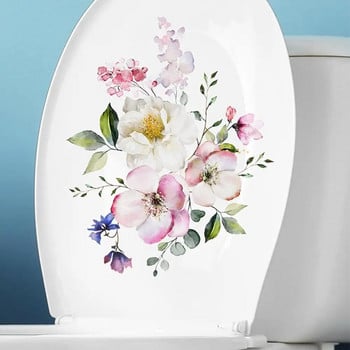 Стикери за тоалетна за баня Модерен минималистичен модел на цветя Самозалепващи се картини за декорации на баня