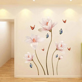 112 * 70 CM PVC noņemams 3D tauriņu zieds, krāsains sienas uzlīme viesistabas guļamistabai vannas istabai mājas izdaiļošanai