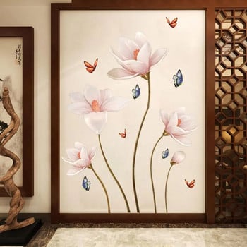 112*70CM PVC Подвижен 3D пеперуден цветен цветен стикер за стена за всекидневна Спалня Баня Разкрасяване на дома Декорация