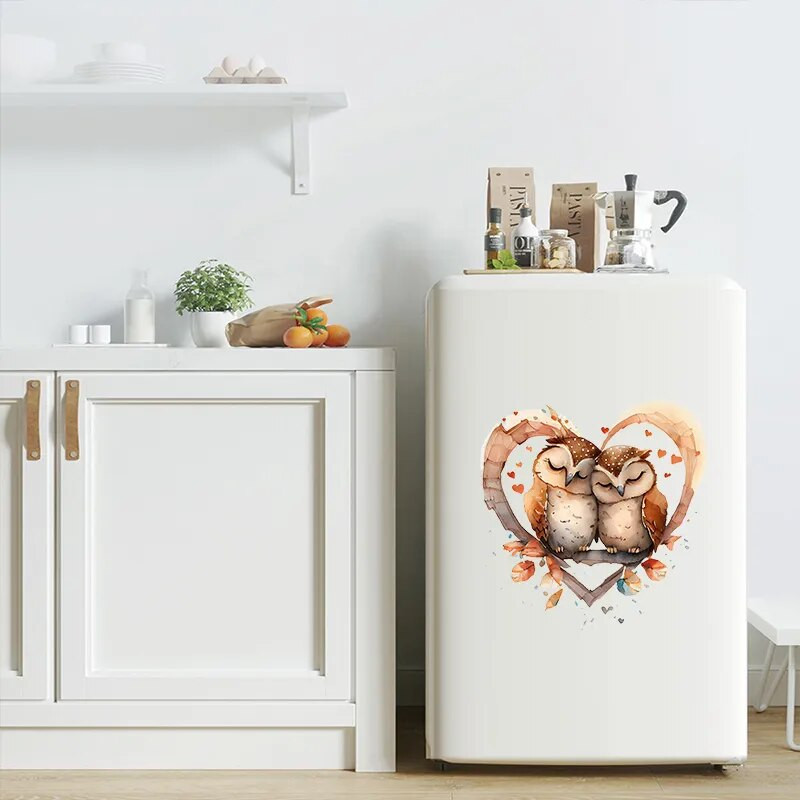 T303# Bufniță Papagali Păsări Stârc Floral Desene Animate Autocolant de perete Baie Toaletă Decor Living Dulap Frigider Decalcomani