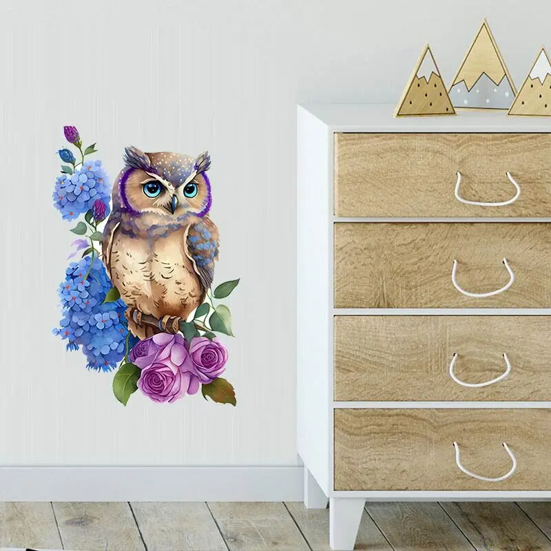 M238 Papagaiļi Putni Pūce Gārnis Ziedu karikatūra Dzīvnieki Sienas uzlīme Vannas istabas tualetes dekors Dzīvojamās istabas skapja Ledusskapja uzlīme