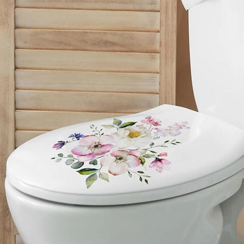 Стикери за тоалетна за баня Модерен минималистичен модел на цветя Самозалепващи се картини за декорации за баня на едро