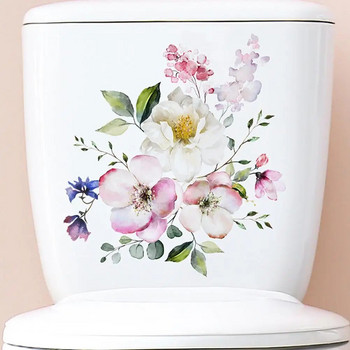 Стикери за тоалетна за баня Модерен минималистичен модел на цветя Самозалепващи се картини за декорации за баня на едро