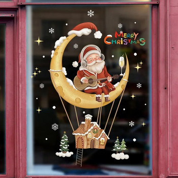 Коледна снежинка Електростатични стикери Анимационен стикер Дядо Коледа 2024 Ноел Коледен декор Прозорец на търговски център Ноел Стикер