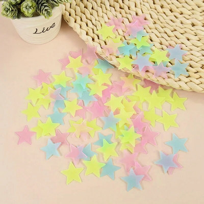 100 gab. Gaismas 3D zvaigznes mirdz tumsā sienu uzlīmes bērniem zīdaiņu istabām guļamistabas griestiem mājas dekorēšanai dienasgaismas zvaigžņu uzlīmes