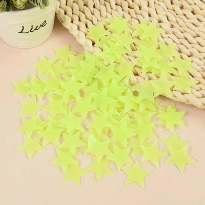 100 gab. Gaismas 3D zvaigznes mirdz tumsā sienu uzlīmes bērniem zīdaiņu istabām guļamistabas griestiem mājas dekorēšanai dienasgaismas zvaigžņu uzlīmes