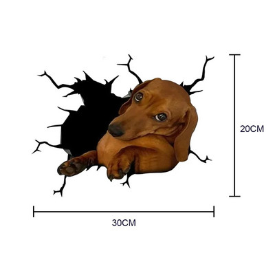 Αδιάβροχα αυτοκόλλητα αυτοκινήτου Χαριτωμένο κρακ σκύλος αυτοκόλλητο τοίχου Γυάλινη πόρτα στο σπίτι Διακόσμηση κινουμένων σχεδίων Ζώα Ταπετσαρία αφαιρούμενη αφίσα