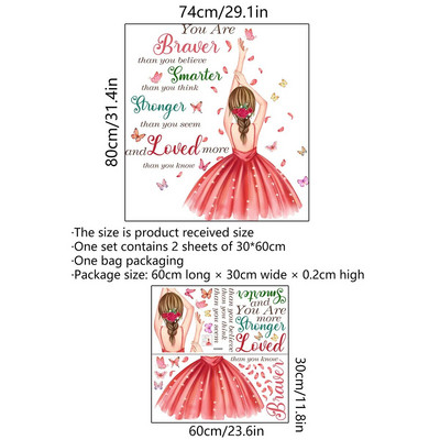 Akvareļkrāsu princese uz Mēness sienas uzlīmes meiteņu istabai, tauriņš, zieds, sienas uzlīmes Guļamistabas dekorēšanai bērnu istabas sienu uzlīmes