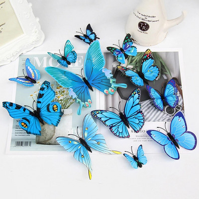 12 db 3D pillangós fali matrica Gyönyörű pillangós nappali fali matricák lakberendezési fali barkácsmatricák