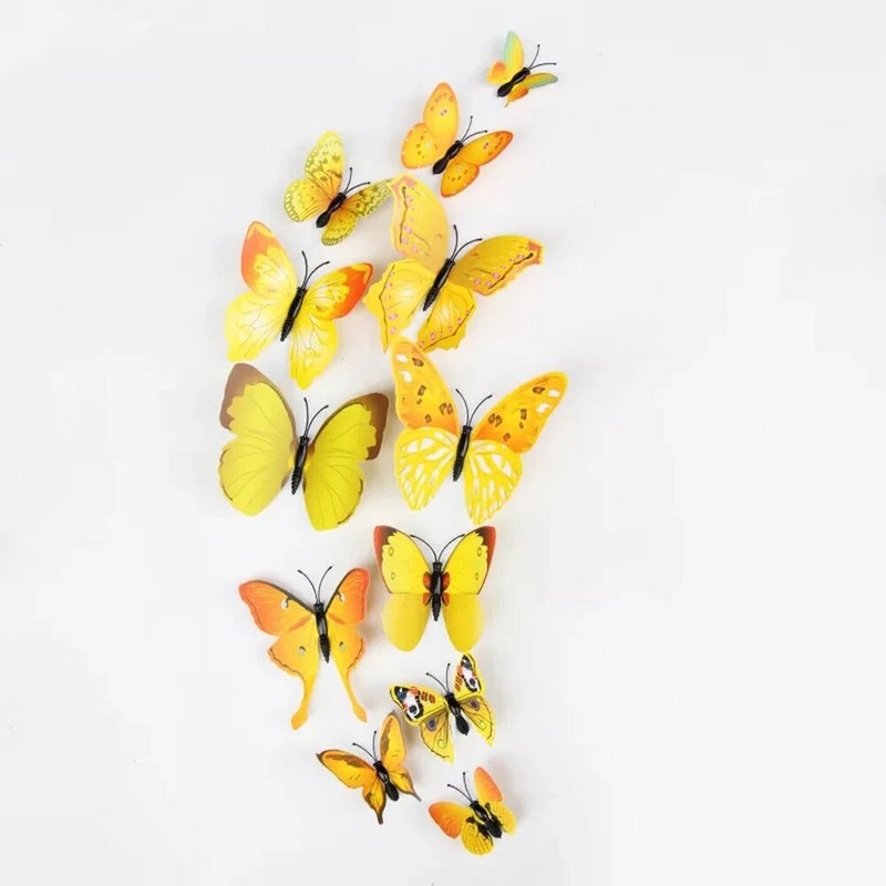 12 3D tauriņu sienas uzlīmes — skaisti tauriņi dzīvojamās istabas sienas uzlīmes mājas dekorēšanai.