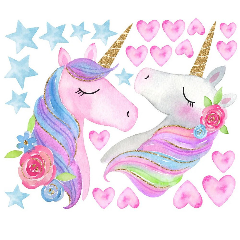Crtani svjetleći jednorog Zidne naljepnice za dječje sobe Stropni kućni dekor Zidne naljepnice Fluorescentne zvijezde koje svijetle u mraku Naljepnice