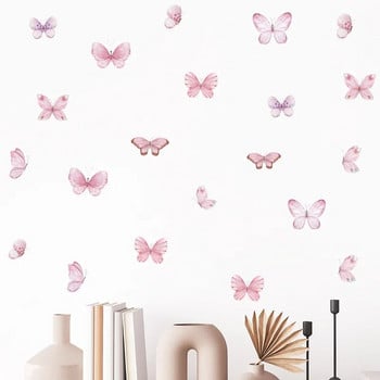 17 τμχ Ακουαρέλα αυτοκόλλητα τοίχου πεταλούδα για κορίτσια Παιδικό δωμάτιο υπνοδωμάτιο Αυτοκόλλητα τοίχου σαλονιού Ταπετσαρία διακόσμηση δωματίου βρεφικού δωματίου
