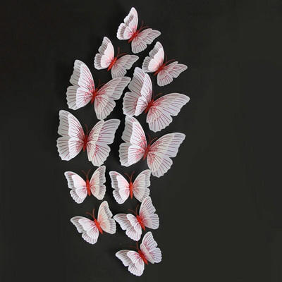 12 gab Ambilight divslāņu 3D tauriņu sienas uzlīmes kāzu dekorēšanai istabas tauriņu dekori ledusskapja magnēta mākslas uzlīmes