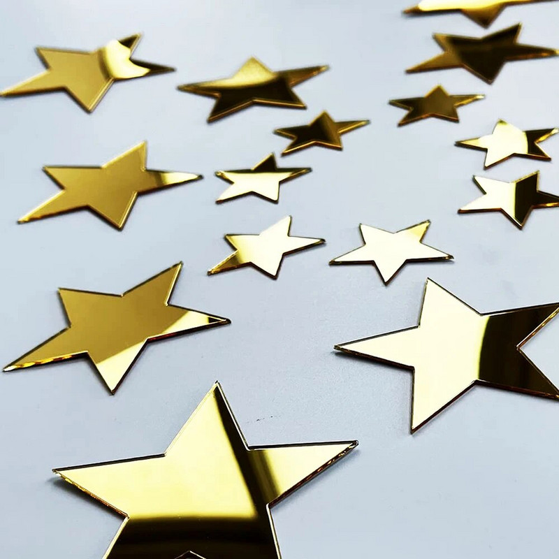 40/20GAB Akrila zvaigznes spoguļa sienas uzlīme Atstarojoša ūdensnecaurlaidīga spoguļa uzlīmes Dzīvojamās istabas guļamistabas fona sienas mājas dekors