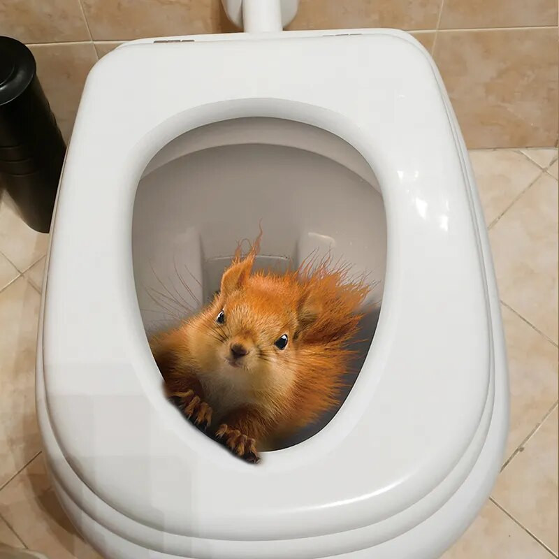 T31# Kreatív aranyos mókus falmatrica fürdőszoba WC dekor Nappali szekrény lakberendezési matricák