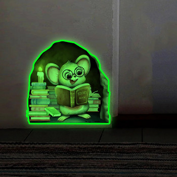 Φωτεινά αυτοκόλλητα τοίχου με τρύπα ποντικιού κινουμένων σχεδίων για το σαλόνι μωρό παιδικό υπνοδωμάτιο στο σπίτι Διακόσμηση ταπετσαρίας σπιτιού Glow in the Dark Αυτοκόλλητα ποντικιού