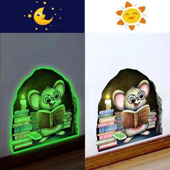 Анимационни дупки за мишка, светещи стикери за стена за всекидневна, бебе, деца, спалня, домашен декор, тапети, светещи в тъмното, стикери за мишки