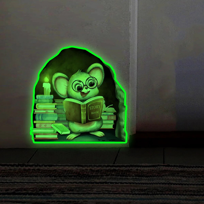 Multifilmi hiireaugu helendavad seinakleebised elutuppa, beebidele, magamistuppa, kodukaunistuse tapeet, pimedas helendavad hiirekleebised