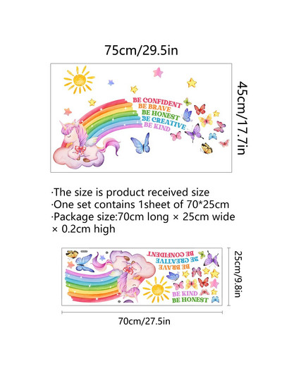 Pillangó szivárvány egyszarvú fali matricák gyerekeknek szoba dekoráció baba lányok baba fiúk szoba falmatricák óvoda bölcsődei szoba