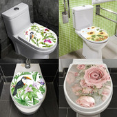 WC pjedestāla pannas vāka uzlīme tualetes ķeblīša kumodes uzlīme Mājas dekors Vannas istabas dekors 3D drukāts ziedu skata uzlīmes