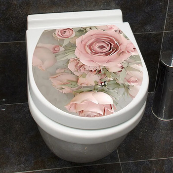 Αυτοκόλλητο κάλυμμα ταψιού βάθρου τουαλέτας Αυτοκόλλητο σκαμπό τουαλέτας Αυτοκόλλητο κομοδίνο Διακόσμηση σπιτιού Διακόσμηση μπάνιου 3D εκτυπωμένα αυτοκόλλητα με λουλούδια