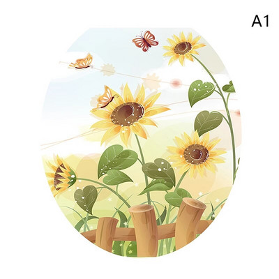 WC pjedestāla pannas vāka uzlīme tualetes ķeblīša kumodes uzlīme Mājas dekors Vannas istabas dekors 3D drukāts ziedu skata uzlīmes