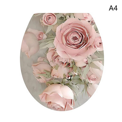 WC pjedestāla pannas vāka uzlīme tualetes ķeblīša kumodes uzlīme Mājas dekors Vannas istabas dekors 3D drukāts ziedu skata uzlīmes