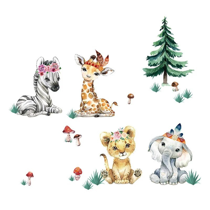 Elevandilõvi Elevandipuu metsa seinakleebised lastetoale Beebitoatoa sisekujundus Seinakleebised Kodukaunistus Multifilm Loom