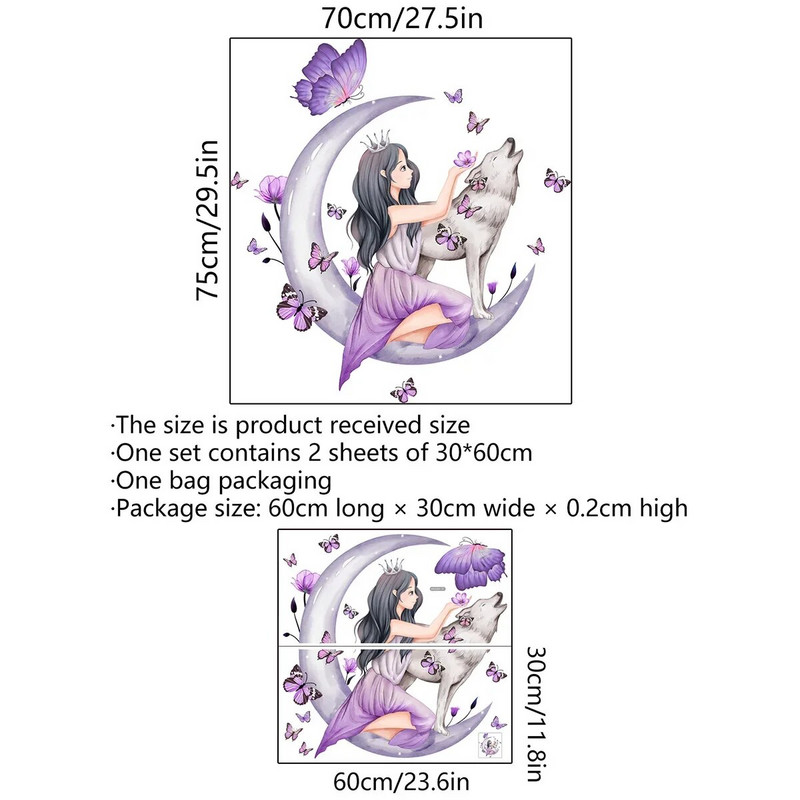 Mergaitės mėnulio sienų lipdukai miegamojo svetainės dekoravimui kambario lipdukai dukros kambario tapetai kūdikių kambario sienų lipdukai