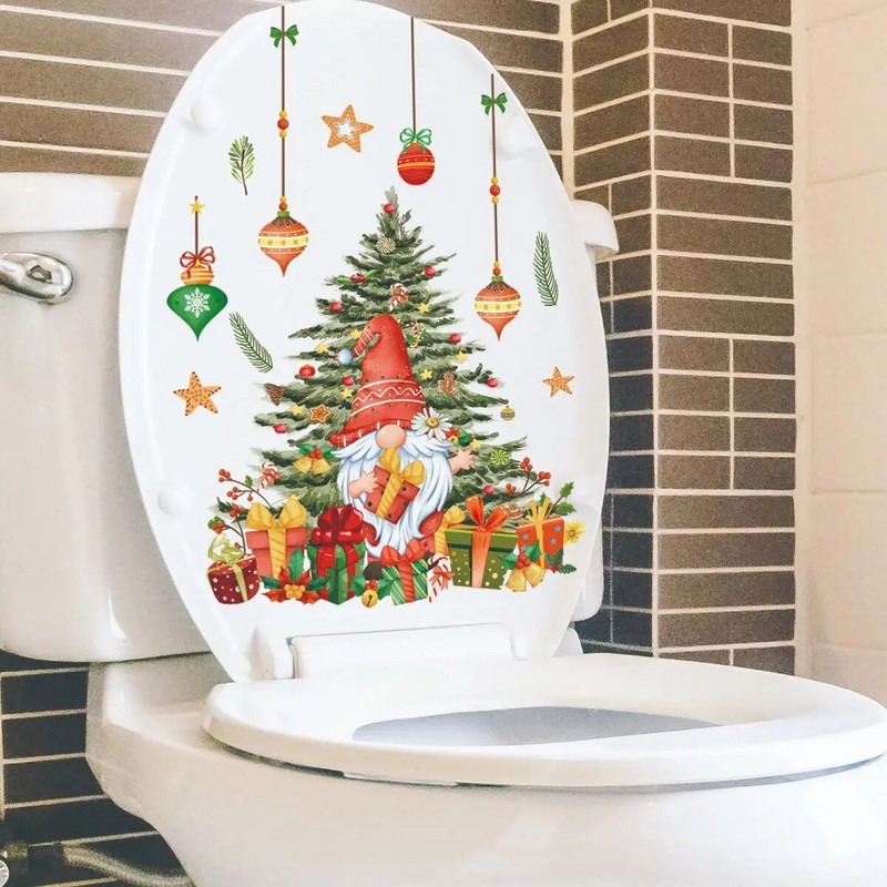 Kalėdiniai tualeto lipdukai Juokingi Kalėdų Senelio Briedžio sienų lipdukai Tualeto dekoras Vonios WC Lipdukai kalėdiniai lipdukai