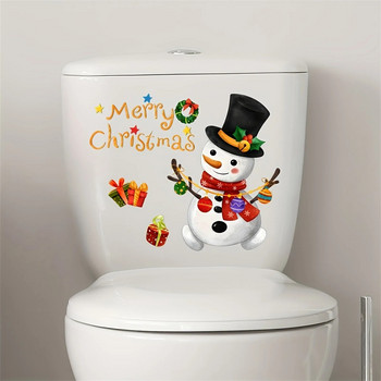 Χριστουγεννιάτικο αυτοκόλλητο τουαλέτας Καλά Χριστούγεννα Χιονάνθρωπος Διακοσμήσεις Δεξαμενής τουαλέτας Αυτοκόλλητα Διασκεδαστική καινοτομία Χριστουγεννιάτικη διακόσμηση μπάνιου Αυτοκόλλητο τοίχου
