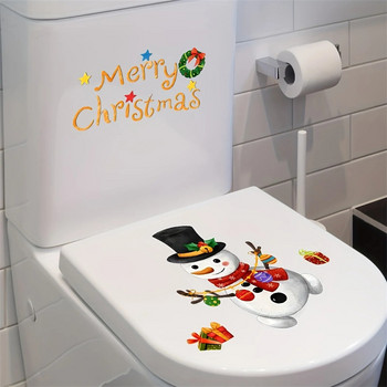 Χριστουγεννιάτικο αυτοκόλλητο τουαλέτας Καλά Χριστούγεννα Χιονάνθρωπος Διακοσμήσεις Δεξαμενής τουαλέτας Αυτοκόλλητα Διασκεδαστική καινοτομία Χριστουγεννιάτικη διακόσμηση μπάνιου Αυτοκόλλητο τοίχου
