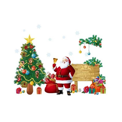 Ziemassvētku rotājumu sienas uzlīmes PVC ūdensizturīgs Ziemassvētku vecītis Ziemassvētku eglīte viesistabas guļamistabas tapetes noņemama uzlīme