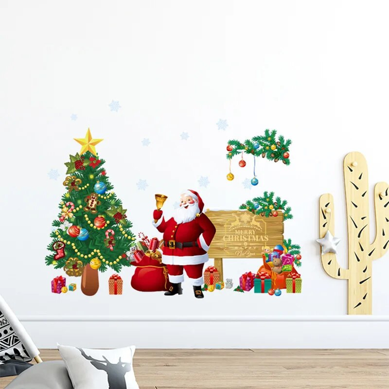 Ziemassvētku rotājumu sienas uzlīmes PVC ūdensizturīgs Ziemassvētku vecītis Ziemassvētku eglīte viesistabas guļamistabas tapetes noņemama uzlīme