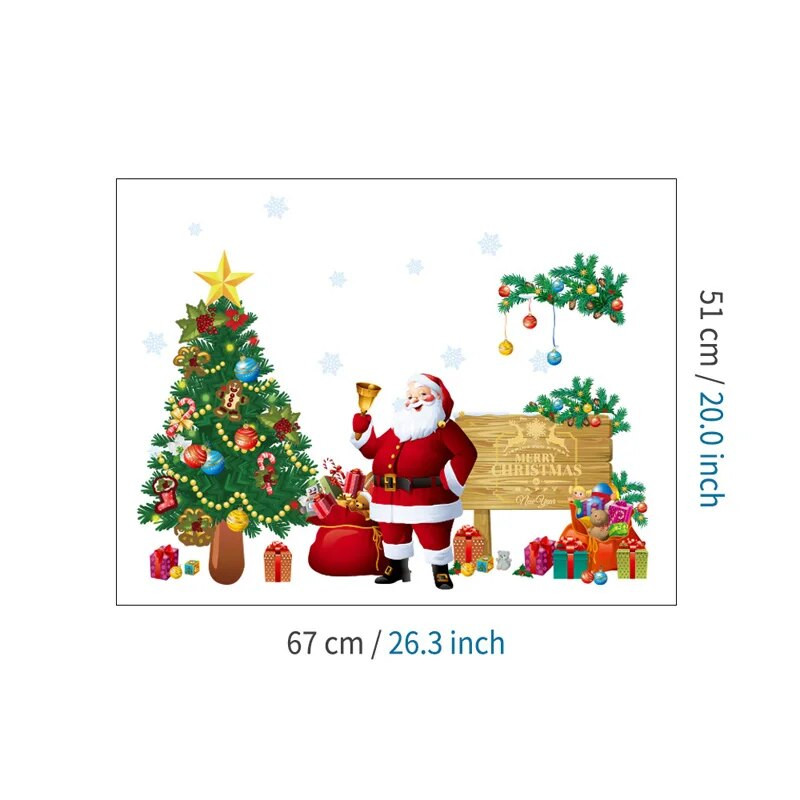 Ziemassvētku rotājumu sienas uzlīmes PVC ūdensizturīgs Ziemassvētku vecītis Ziemassvētku eglīte viesistabas guļamistabas tapetes noņemama uzlīme