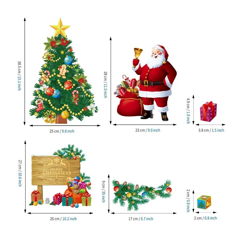 Ziemassvētku rotājumu sienas uzlīmes PVC ūdensizturīgs Ziemassvētku vecītis Ziemassvētku eglīte viesistabas guļamistabas tapetes noņemama uzlīme