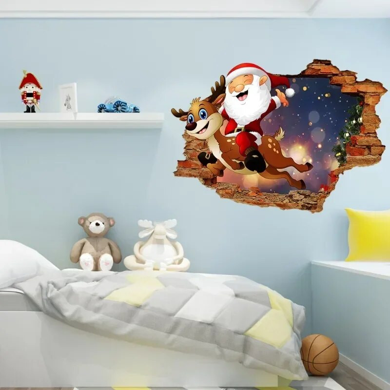 Uus Katkine sein 3D Jõuluvana Seinakleebised Lastetuba Lasteaia Renoveerimine Dekoratsioon Isekleepuvad kleebised