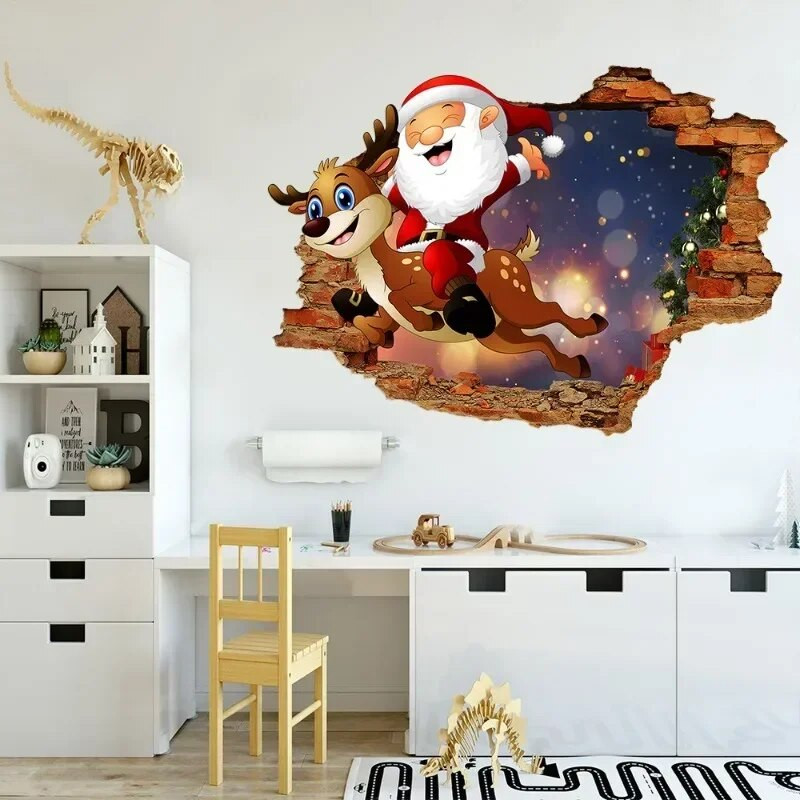 Uus Katkine sein 3D Jõuluvana Seinakleebised Lastetuba Lasteaia Renoveerimine Dekoratsioon Isekleepuvad kleebised